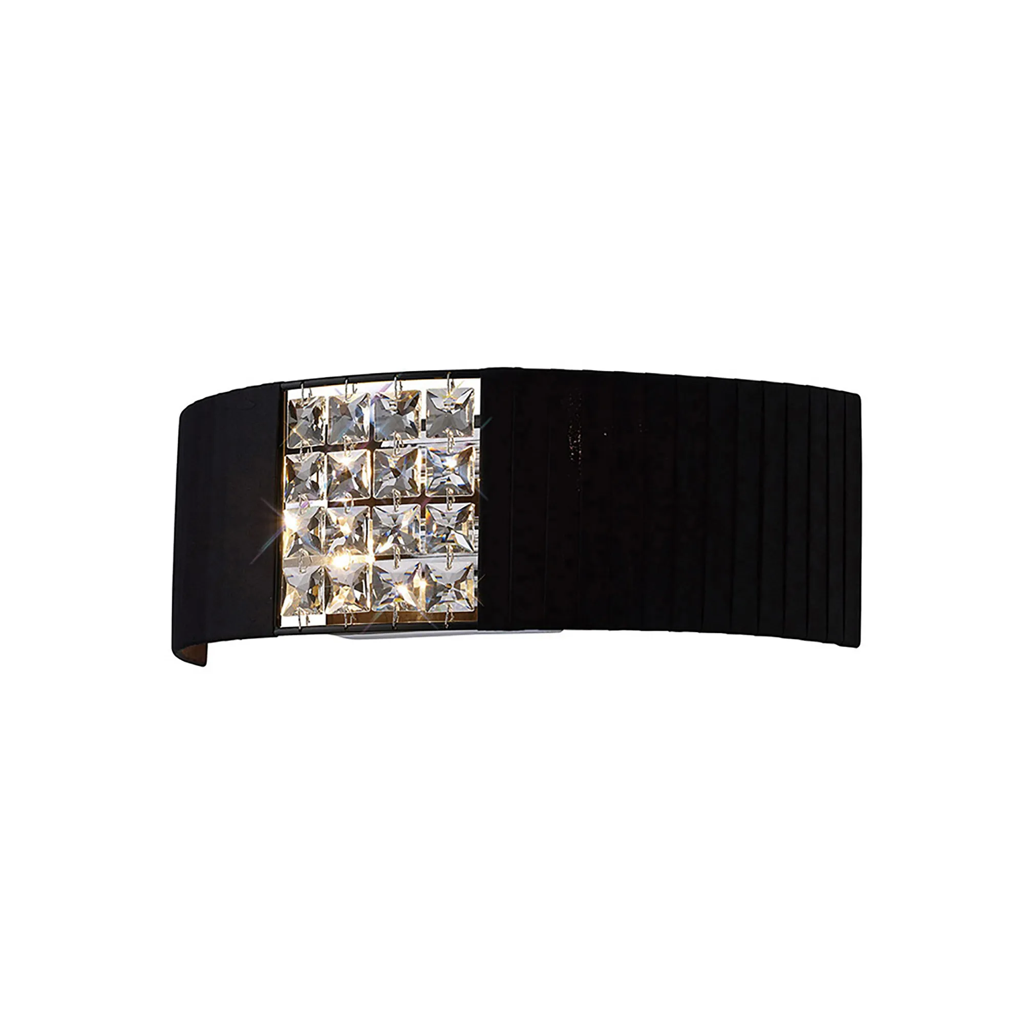 Evelyn Polished Chrome-Black Crystal Wall Lights Diyas Shaded Wall Lights